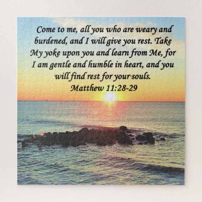 PUZZLE INSPIRING MATTHEW 11:28 DESIGN PHOTO DE LEVER (Vertical)