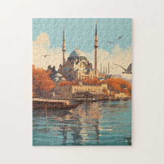 Puzzle Instanbul Bosphorus Coast Travel Art Vintage Jigsa