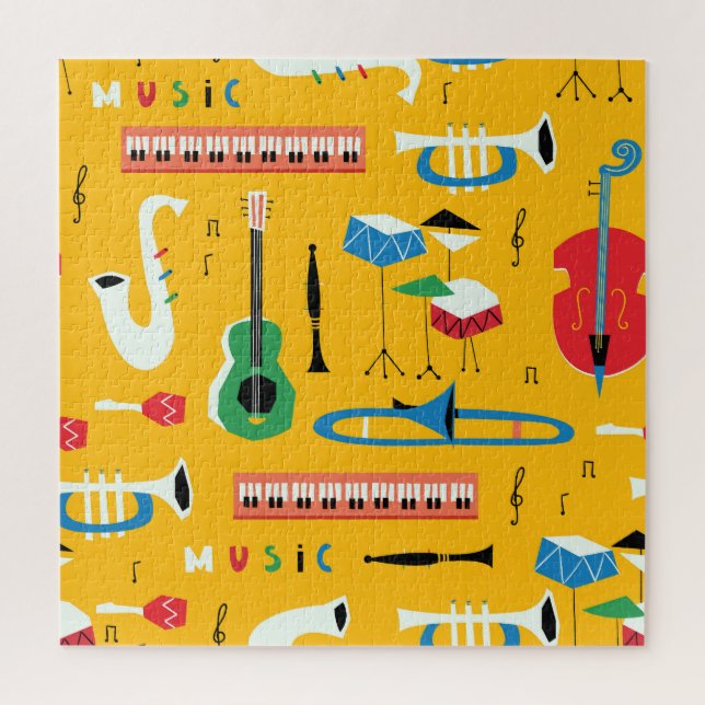 Puzzle Instruments de musique : Jaune du milieu du siècle (Vertical)