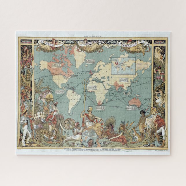 Puzzle Intéressante carte du monde de l'Empire britanniqu (Horizontal)