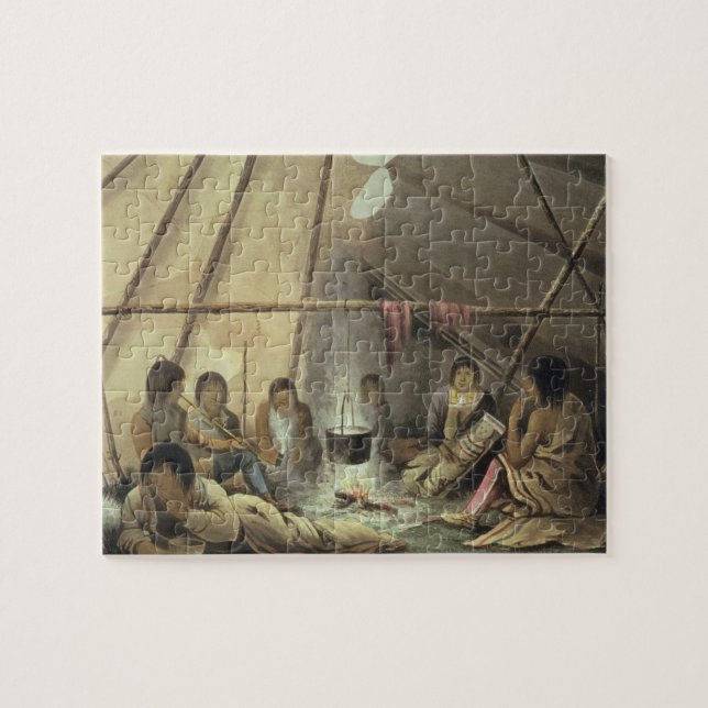 Puzzle Intérieur d'une tente indienne de Cree, le 25 mars (Horizontal)