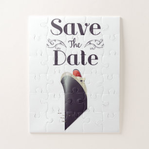 Puzzle Invitation vintage nautique pour réserver la date