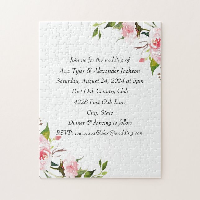 Puzzle Invitations de mariage floral (Vertical)