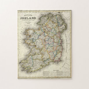 Puzzle Ireland Map - Irish Eire Erin Historic Map