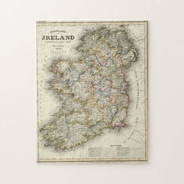 Puzzle Ireland Map - Irish Eire Erin Historic Map (Vertical)