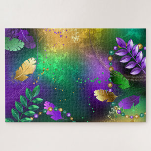 Puzzle Iridescente mardi gras arrière - plan avec perles