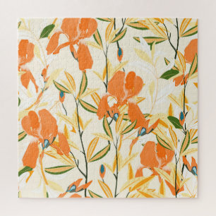 Puzzle Iris orange : motif floral transparent