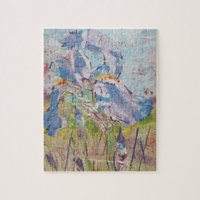 Puzzle Iris sur peinture de collage / Artiste Larry Lerew (Vertical)