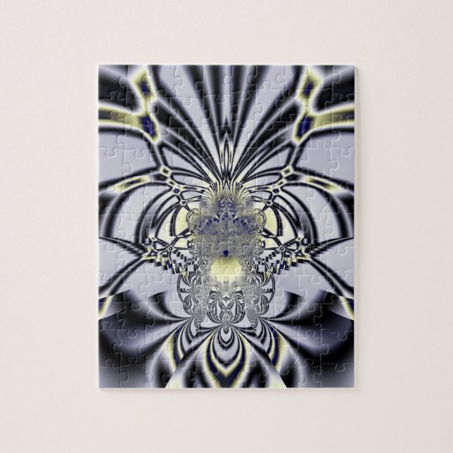 Puzzle Iris Violet Art Fractal de Géométrie Sacrée (Vertical)