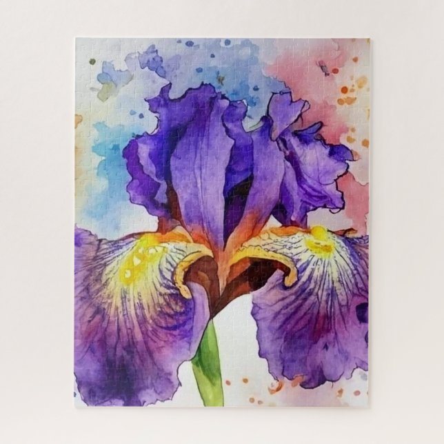 Puzzle Iris violet en aquarelle (Vertical)