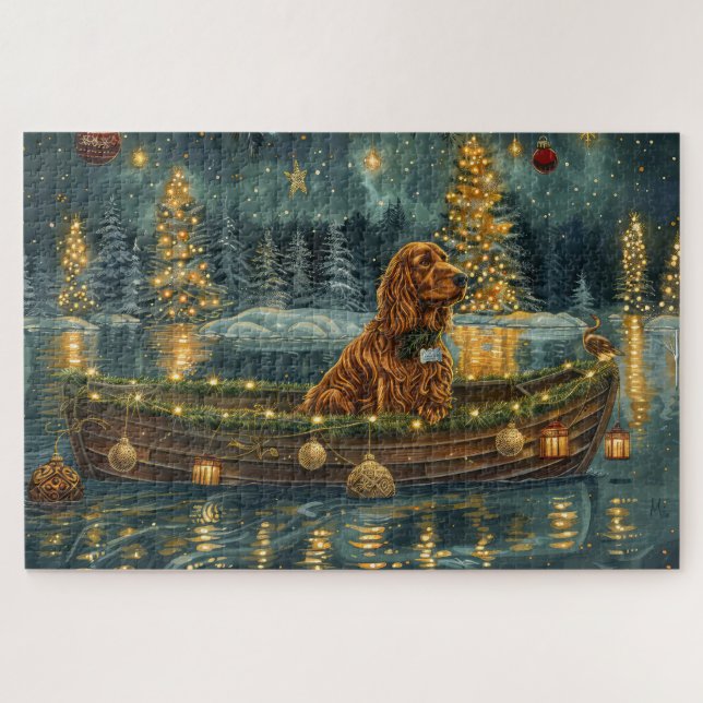 Puzzle Irish Red Setter Christmas Festive Voyage (Horizontal)