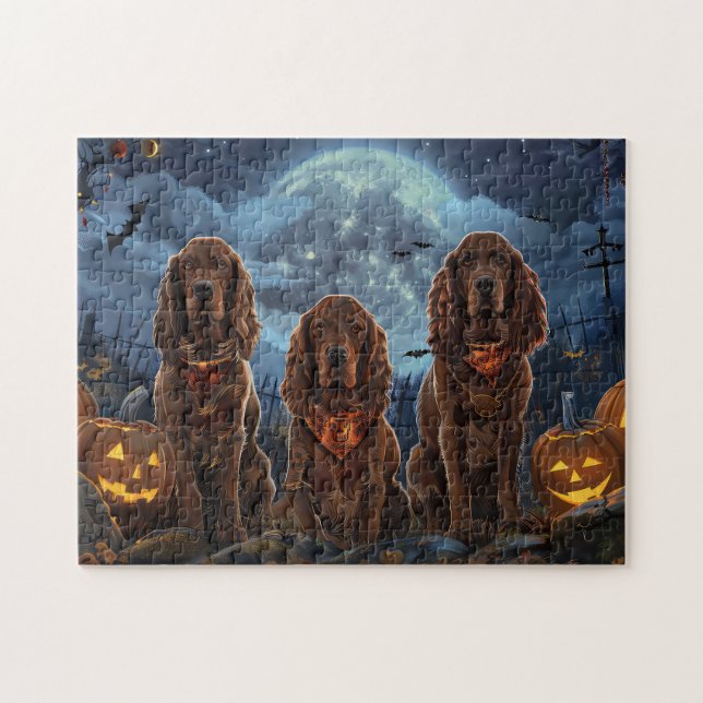 Puzzle Irish Red Setter Halloween Épouvante (Horizontal)