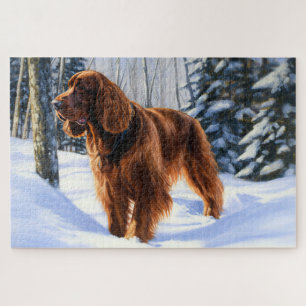 Puzzle Irish Setter Qu'il neige Noël