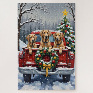 Puzzle Irish Wolfhound camion rouge de Noël Cadeau de vac