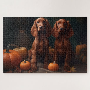 Puzzle Irlandais Red Setter Chiot Automne Citrouille de p