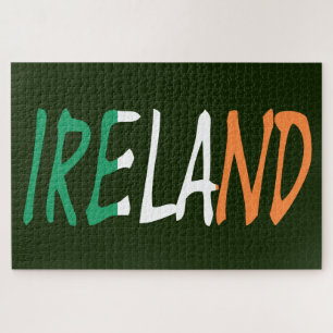 Puzzle Irlande superposée sur le drapeau irlandais 20x30 