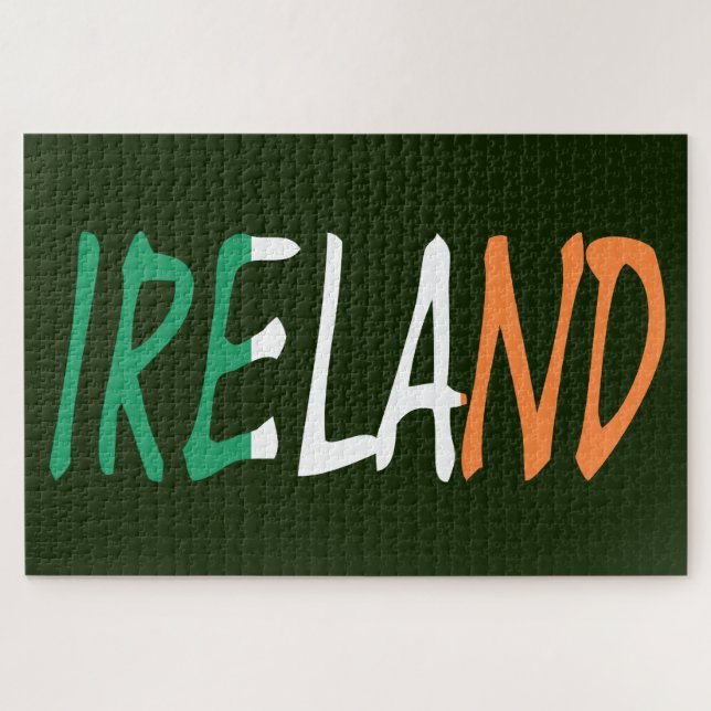 Puzzle Irlande superposée sur le drapeau irlandais 20x30  (Horizontal)