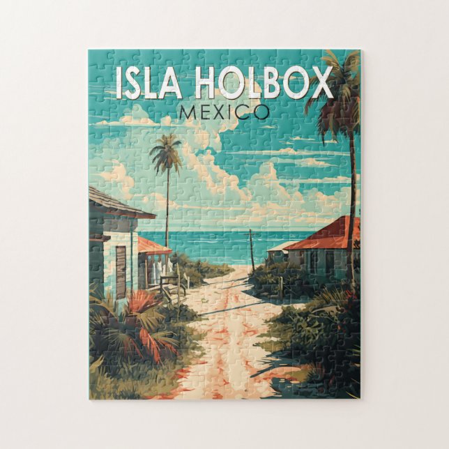 Puzzle Isla Holbox Mexique Voyage Art Rétro (Vertical)