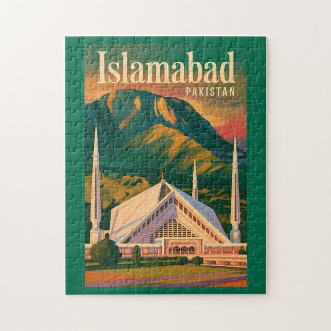 Puzzle Islamabad Pakistan Mosquée Faisal Illustration (Vertical)