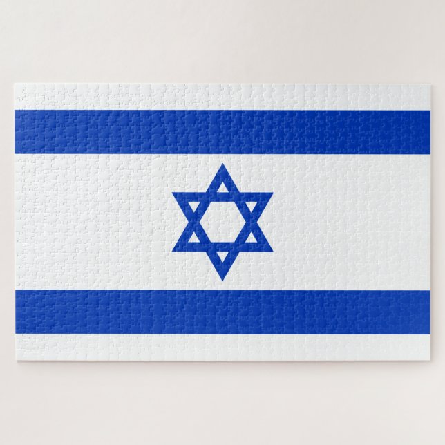 Puzzle Israël drapeau bleu blanc motif moderne patriotiqu (Horizontal)