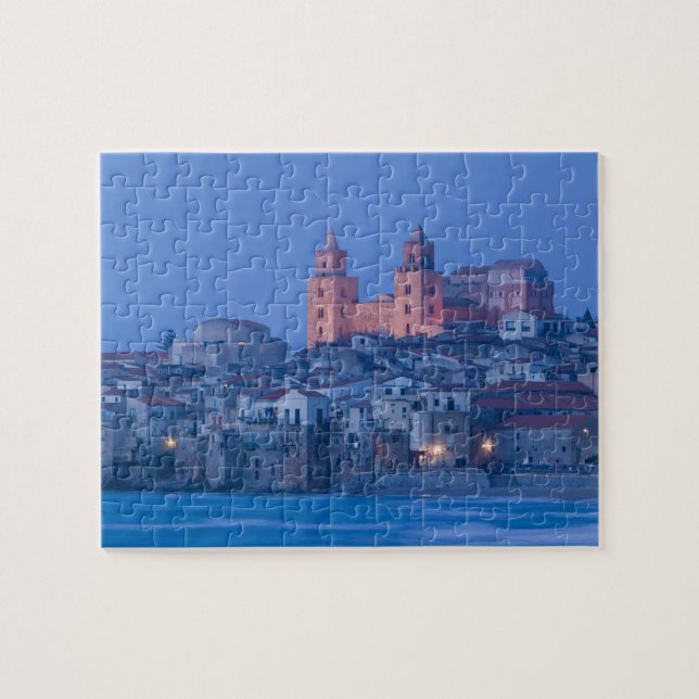 Puzzle Italie, Sicile, Cefalu, Vue avec Duomo depuis (Horizontal)