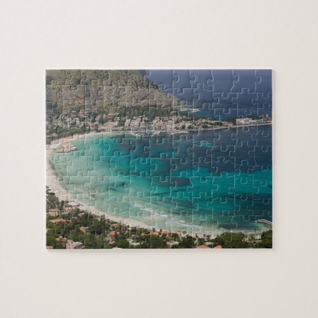 Puzzle Italie, Sicile, Mondello, vue sur la plage depuis (Horizontal)