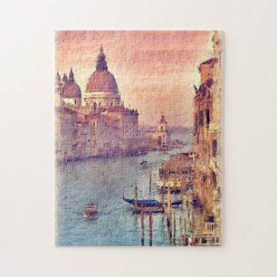 Puzzle Italie Vintage chic Canal Pastel de Venise Aquarel