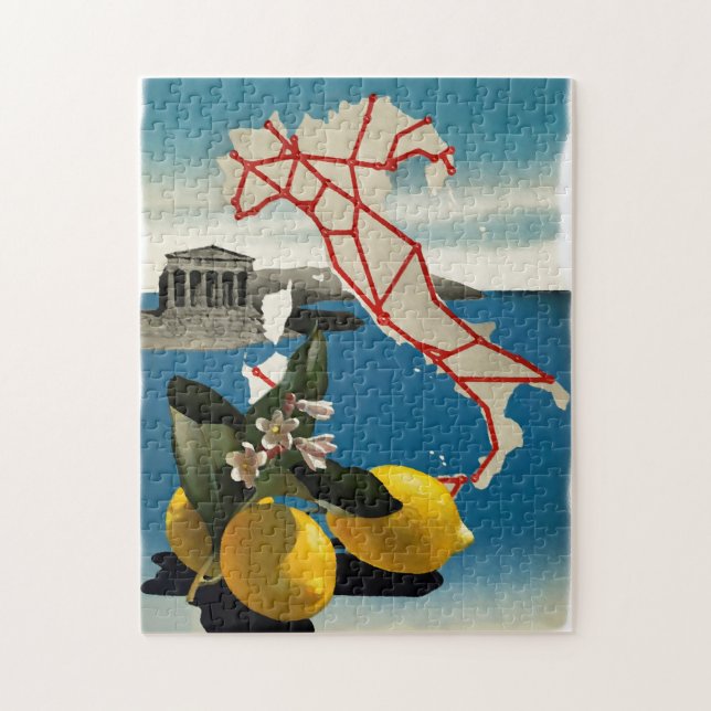 Puzzle Italie vintage Illustration de voyage (Vertical)
