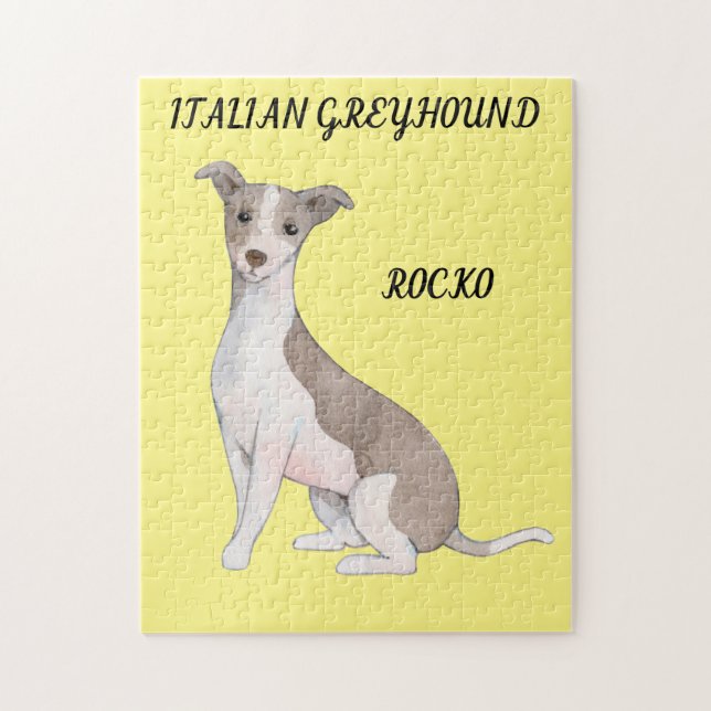 PUZZLE ITALIEN GREYHOUND & NOM PERSONNALISÉ. (Vertical)