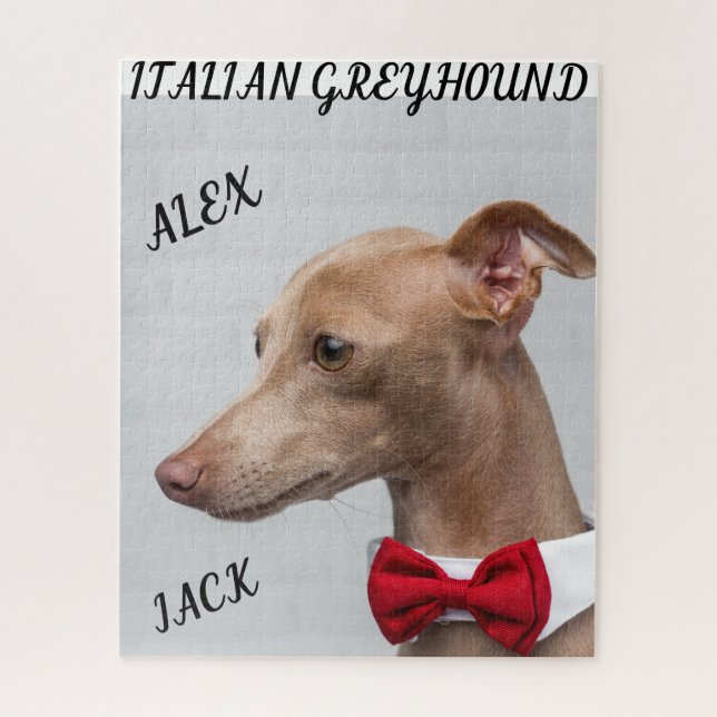 PUZZLE ITALIEN GREYHOUND & NOMS PERSONNALISÉS. (Vertical)