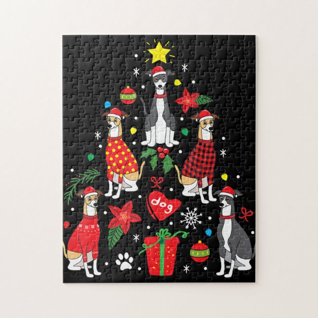 Puzzle Italien Greyhound Ornament Arbre de Noël Chien Mam (Vertical)