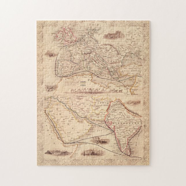 Puzzle Itinéraire sur terre vers l'Inde (Vertical)