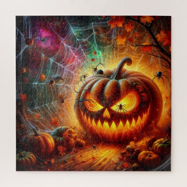 Puzzle Jack-O-Lantern déplaisant et araignées (Vertical)