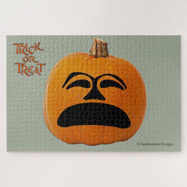 Puzzle Jack o' Lantern Malheureux Face, Citrouille d'Hall (Horizontal)
