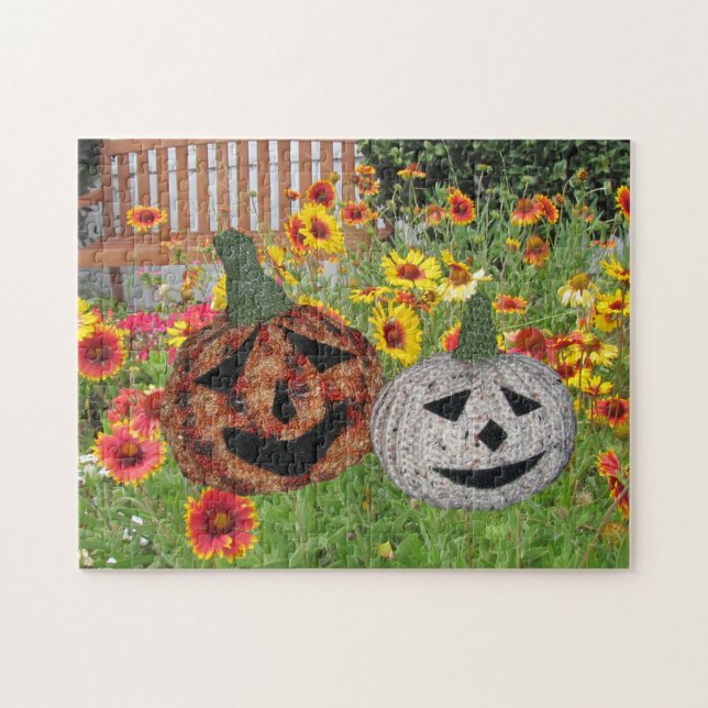 Puzzle - Jack O Lanterns dans les fleurs (Horizontal)