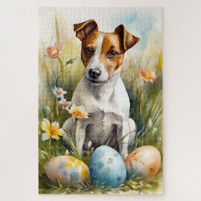 Puzzle Jack Russell avec œufs de Pâques (Vertical)