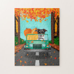 Puzzle Jack Russell Chien Automne Citrouille