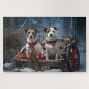Puzzle Jack Russell Snowy Sleigh Décor de Noël
