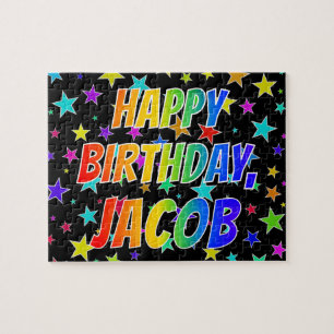 Puzzle "JACOB" Prénom, amusant "HEUREUX ANNIVERSAIRE"