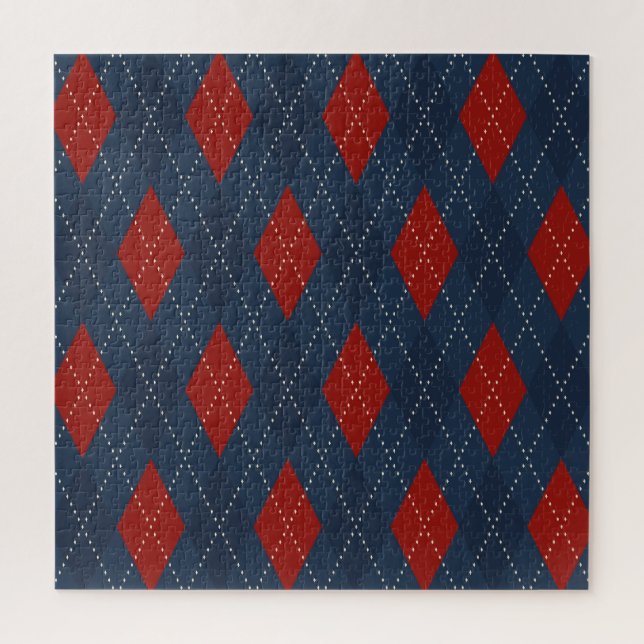 Puzzle Jacquard Royal Bleu Motif de Noël (Vertical)