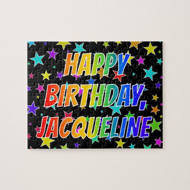 Puzzle "JACQUELINE" Prénom, Amusant "HEUREUX ANNIVERSAIRE (Horizontal)