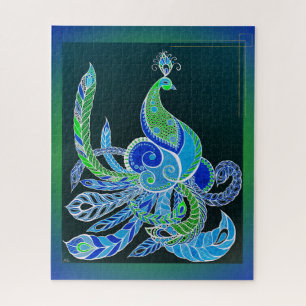 Puzzle Jade Majesty Elegant Vert et bleu paon