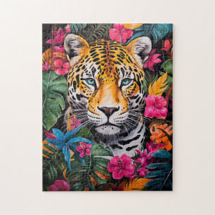 Puzzle Jaguar en fleur de jungle
