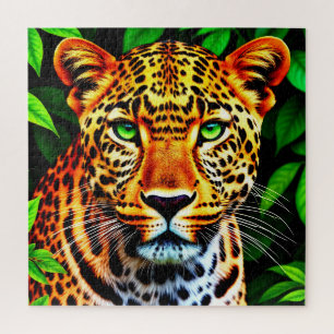 Puzzle Jaguar Léopard Gros Plan sur le Visage aux Yeux Ve