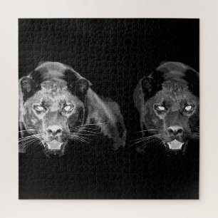 Puzzle Jaguar noir et blanc - Gros chats d'animaux sauvag