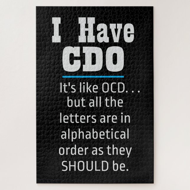 Puzzle J'ai le Humour OCD noir Funny CDO (Vertical)