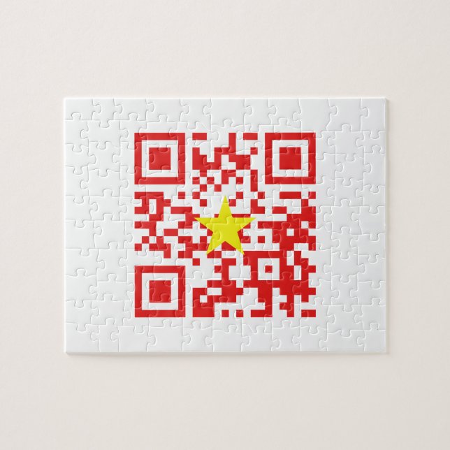 Puzzle J'aime le code du drapeau QR du Vietnam (Tôi Yêu (Horizontal)