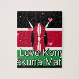 Puzzle J'aime le Kenya et impression d'art "Hakuna Matata