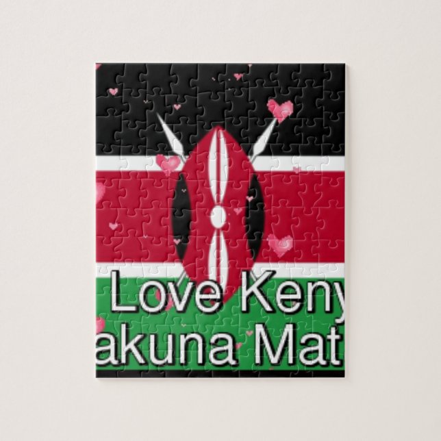 Puzzle J'aime le Kenya et impression d'art "Hakuna Matata (Vertical)