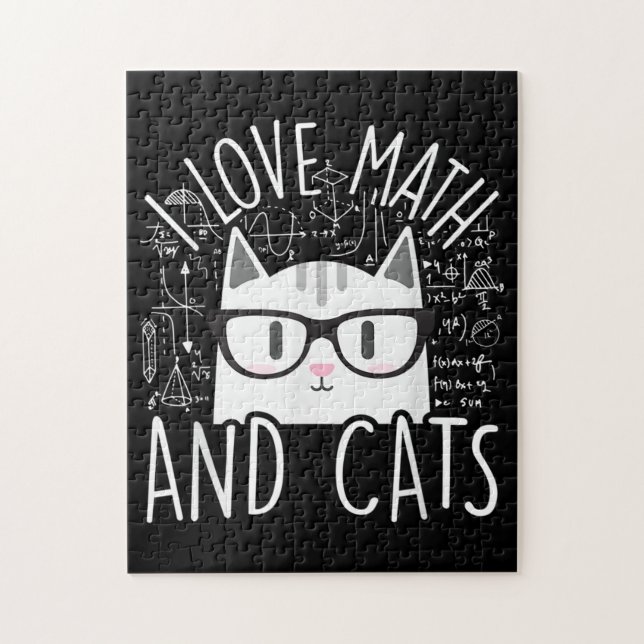 Puzzle J'Aime Les Maths Et Les Chats Cute Kitty Chat (Vertical)